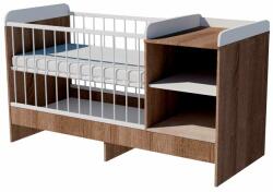  Lili Trio 3in1 baba kombi kiságy 120×60 cm ágyneműtartó nélkül - Sötét sonoma/fehér/desmond (ezüst tölgy)