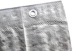 GEOMAT Vízálló és UV-álló takaróponyva fűzőkarikával - PREMIUM 150 g/m2 szürke, 2×8 m [16 m2]