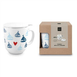 PPD Porcelán teásbögre tetővel, rozsdamentes szűrővel 0, 4l, dobozban, Seaside