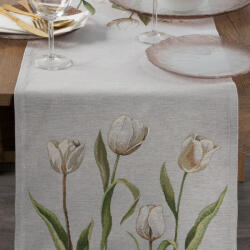 Eurofirany Gobelin tulipán mintás asztali futó Szürke 40x100 cm +/-5%