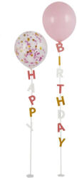 Lufi állvány Happy Birthday felirattal - Rózsaszín
