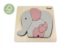 Magni Fa formabeillesztő puzzle Elefántok, pasztell rózsaszín Magni
