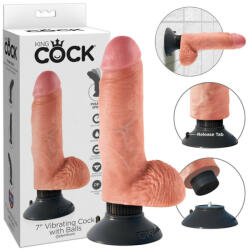 King Cock - вибратор с вендуза - 18 см - телесен цвят