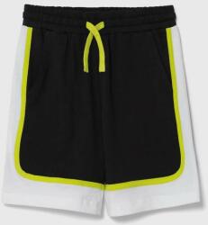 United Colors of Benetton gyerek pamut rövidnadrág fekete, állítható derekú - fekete 140