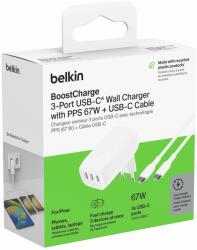 Belkin Boost Charge 67 W Charger With/3 Usb-c Ports Pps Technology Inc (wcc002vf2mwh-b6)