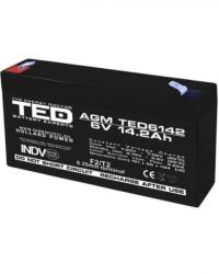 TED Electric Acumulator AGM VRLA 6V 14, 2A dimensiuni 151mm x 50mm x h 95mm F2 TED Battery Expert Holland TED003034 (TED003034)