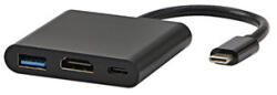 All New USB/Video átalakító HUB, DP Alt Mode, USB C hím - HDMI csatlakozó USB C csatlakozó (PD) USB A csatlakozó, fekete, teljesen új doboz 4K2K@30H