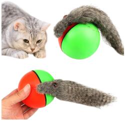 Verk Group Menekülő görény macska labdajáték, 8cm átmérő, piros-zöld