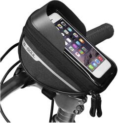 Verk Group Vízálló kerékpártáska, telefontartó állítható tépőzáras pántokkal, 18cm x 10cm x 10cm x 10cm, fekete