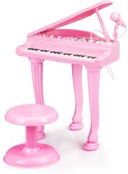 MULTISTORE Elektronikus zongora telefon/mp3-lejátszó csatlakozási lehetőséggel, mikrofonnal, székkel, 40x34x44, 5 cm, rózsaszín