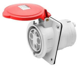 Gewiss GW63220H ipari csatlakozó beépíthető dugalj 10º ferde 4P (3P+F) 63A IP44, 380-415V 50/60 Hz, csavaros csatlakozás (GW63220H)