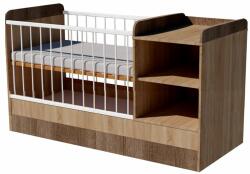 Kinder Mobel Lili Duo 3in1 baba kombi kiságy 120×60 cm ágyneműtartóval - Világos sonoma/sötét sonoma