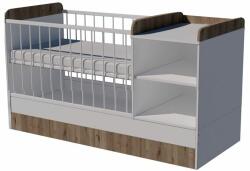Kinder Mobel Lili Duo 3in1 baba kombi kiságy 120×60 cm ágyneműtartóval - Fehér/gesztenye