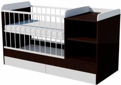 Kinder Mobel Lili Duo 3in1 baba kombi kiságy 120×70 cm ágyneműtartóval - Wenge/fehér