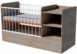  Lili Uno 3in1 baba kombi kiságy 120×70 cm ágyneműtartóval - Desmond (ezüst tölgy)