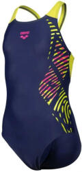 arena vortex swimsuit v back girl navy/soft green 140cm