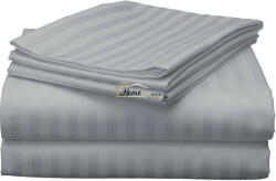 HomePuls Cearsaf de pat 2 persoane Damasc Policoton dunga 1 cm, 220 x 230 cm, Gri Deschis