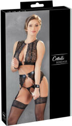 Cottelli Collection Bondage - csipkés fehérnemű szett (4 részes) (22511161021) - padlizsan