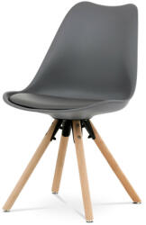 Artium Jídelní židle, šedá plastová skořepina, sedák ekokůže, nohy masiv přírodní buk (CT-762_GREY)