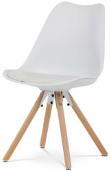 Artium Jídelní židle, bílá plastová skořepina, sedák ekokůže, nohy masiv přírodní buk (CT-762_WT)