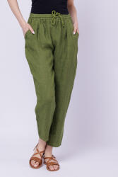 Shopika Pantaloni pana din in, cu siret in talie, verde olive Verde Talie unica
