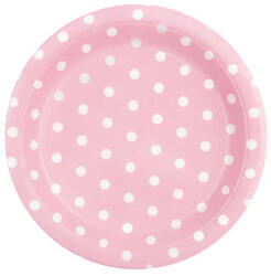 PartyPal Papírtányér 23cm 6db pöttyös, Rózsaszín (LUFI692720)