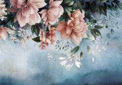 Consalnet Rózsaszín virágok kék háttérrel poszter, fotótapéta, Vlies (416 x 290 cm) (C1-15196VEXXXXL)
