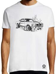 Magnolion Mustang és virágok rajz v3 póló