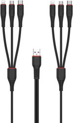 XO cable NB196 6in1 USB - 2x Lightning + USB-C + microUSB 1, 2m 3, 5A / 2m 2, 5A black (NB196)