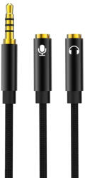 XO cable audio 2in1 NB-R197 3.5mm jack - socket 3.5mm jack / microphone 0, 23 m black (NB-R197)