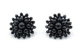 Zia Fashion Cercei eleganti rotunzi negri cu perle si cristale, ac si surub otel inoxidabil, Grace, Corizmi