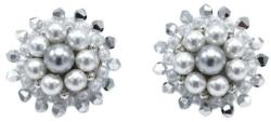 Zia Fashion Cercei eleganti rotunzi alb argintii cu perle si cristale, ac si surub otel inoxidabil, Grace, Corizmi