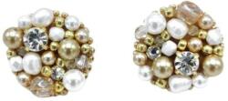 Zia Fashion Cercei eleganti rotunzi alb aurii cu perle si cristale, Sparkle, Corizmi