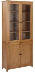 vidaXL Bibliotecă cu 4 uși, 90x35x200 cm, lemn masiv stejar & sticlă (289180) - maryon Biblioteca