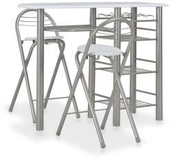 vidaXL Set mobilier de bar, cu rafturi, 3 piese, alb, lemn și oțel (284399) - maryon