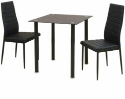 vidaXL Set masă și scaune de bucătărie, trei piese, negru (242932)