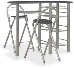 vidaXL Set mobilier de bar, cu rafturi, 3 piese, negru, lemn și oțel (284400) - maryon