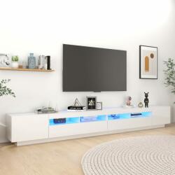 vidaXL Comodă tv cu lumini led, alb extra lucios, 300x35x40 cm (3081930)