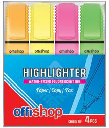 Offishop Textmarker Offishop, fluoreszkáló, 4 szín/buborékfólia (OF391)
