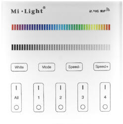 AVIDE Led Szalag 12-24V Rgb+W 4 Zónás Rf Falra Szerelhető /2Xaaa/ Érintőpaneles Távirányító (ABLS12VTPSRGBW-RFC-4Z)