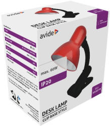 Avide Basic Asztali Lámpa Csíptethető Piros Max 60W (ABDL-CLIP-R-60W) - lumtech