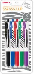 Zebra Zseléstoll készlet, 0, 33 mm, nyomógombos, csíkos test, ZEBRA "Sarasa Clip", 5 különböző szín (TZ48296) - webpapir