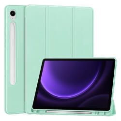  Triple Folding bőrhatású támasztós fliptok, stylus kivágással Samsung X510, X516, X710, X716 Galaxy Tab S9 FE, Tab S9 5G, világoszöld