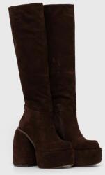 Naked Wolfe csizma velúrból barna, női, magassarkú, Space Cow Suede Brown - barna Női 39