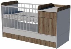  Bogi Duo 3in1 baba kombi kiságy 120×60 cm ágyneműtartóval - Fehér/gesztenye