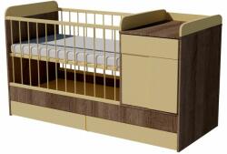  Bogi Duo 3in1 baba kombi kiságy 120×70 cm ágyneműtartóval - Sötét sonoma/bézs