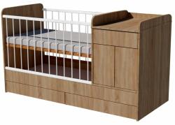 Kinder Mobel Bogi Uno 3in1 baba kombi kiságy 120×70 cm ágyneműtartóval - Világos sonoma