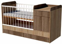  Bogi Duo 3in1 baba kombi kiságy 120×70 cm ágyneműtartóval - Világos sonoma/sötét sonoma