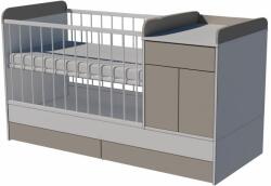  Bogi Duo 3in1 baba kombi kiságy 120×70 cm ágyneműtartóval - Fehér/szürke