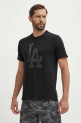 47 brand pamut póló MLB Los Angeles Dodgers fekete, férfi, nyomott mintás, BB012TEMIME601215JK - fekete S